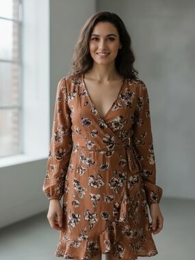 Kaileigh Floral Faux Wrap Mini Dress